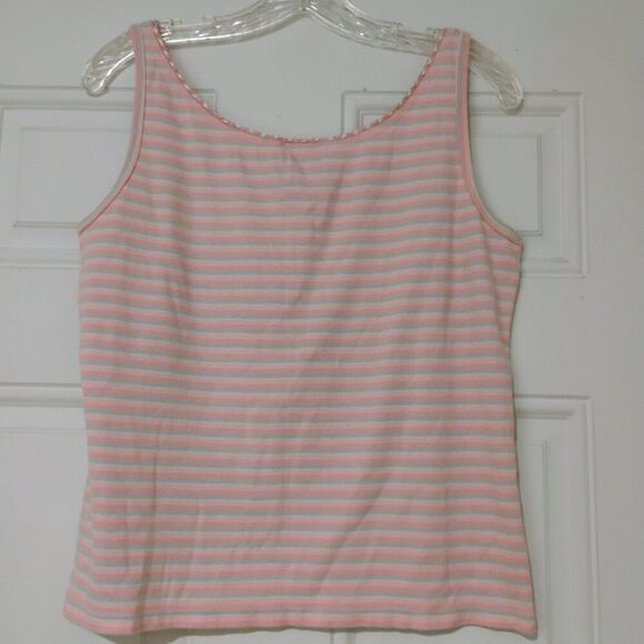 Sigrid Olsen Tank 100% Cotton Pastel Pink Blue Ribbon Bow Soft Comfortable LP - Picture 8 of 14